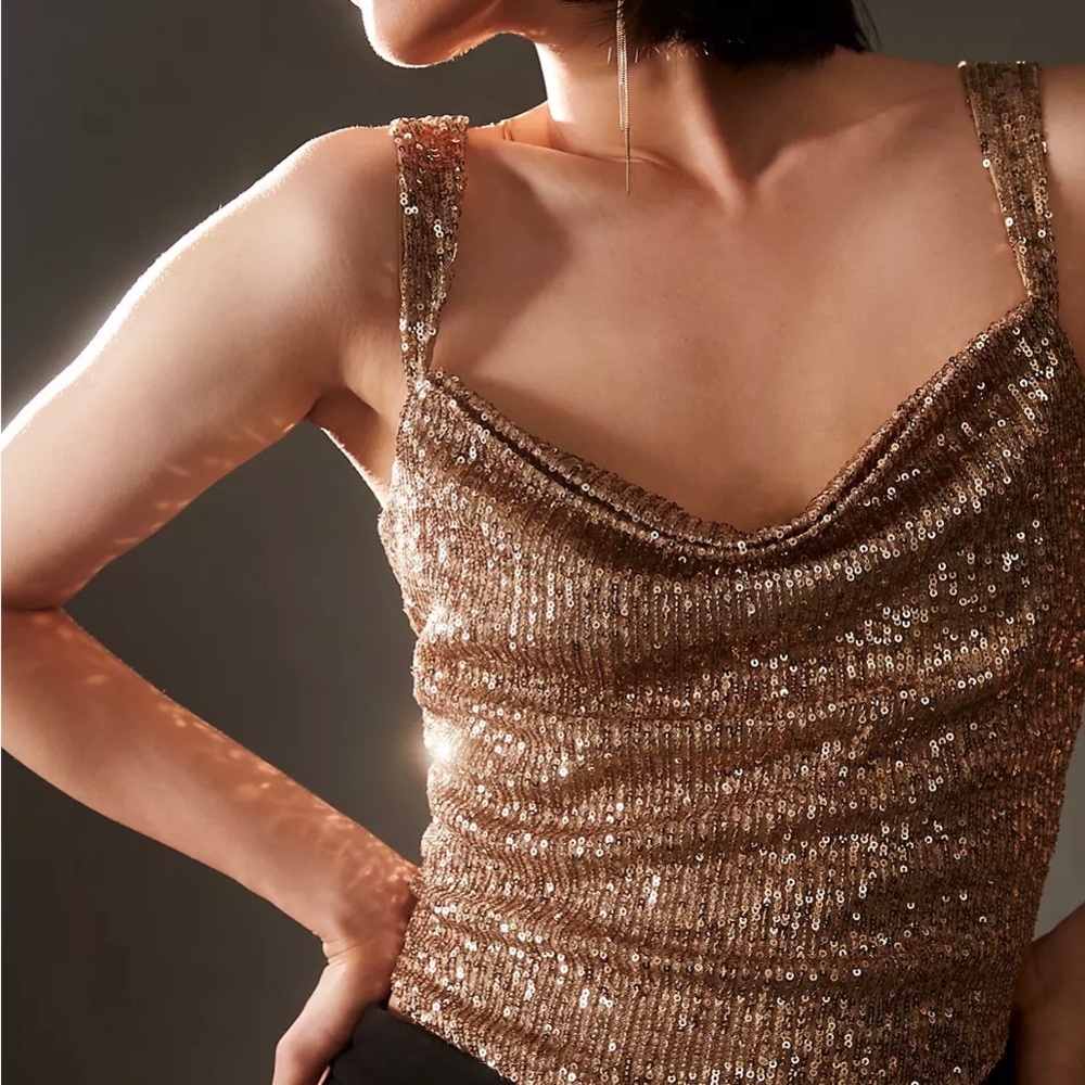 By Anthropologie Sequin Cowl Neck Camisole